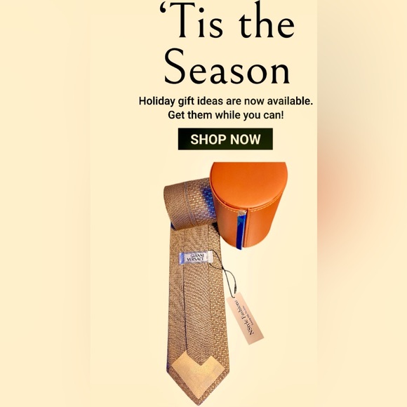 Gianni Versace NWT Silk Tie & Leather Tie Case; Medusa head in center/ Greek Key - Picture 4 of 11